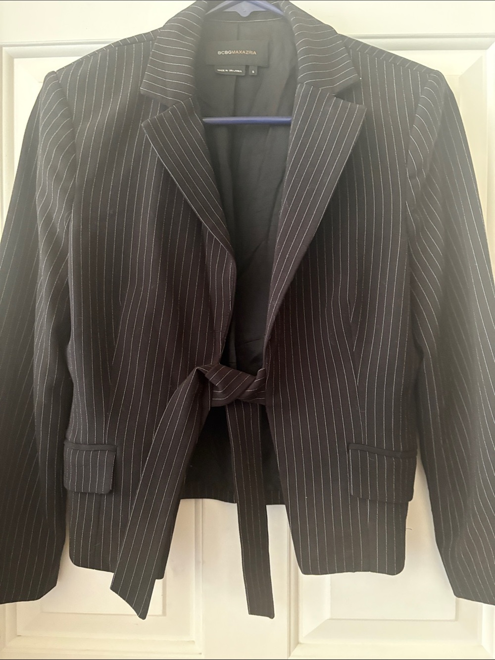 BCBGMaxAzria Black Pinstripe Tailored Blazer